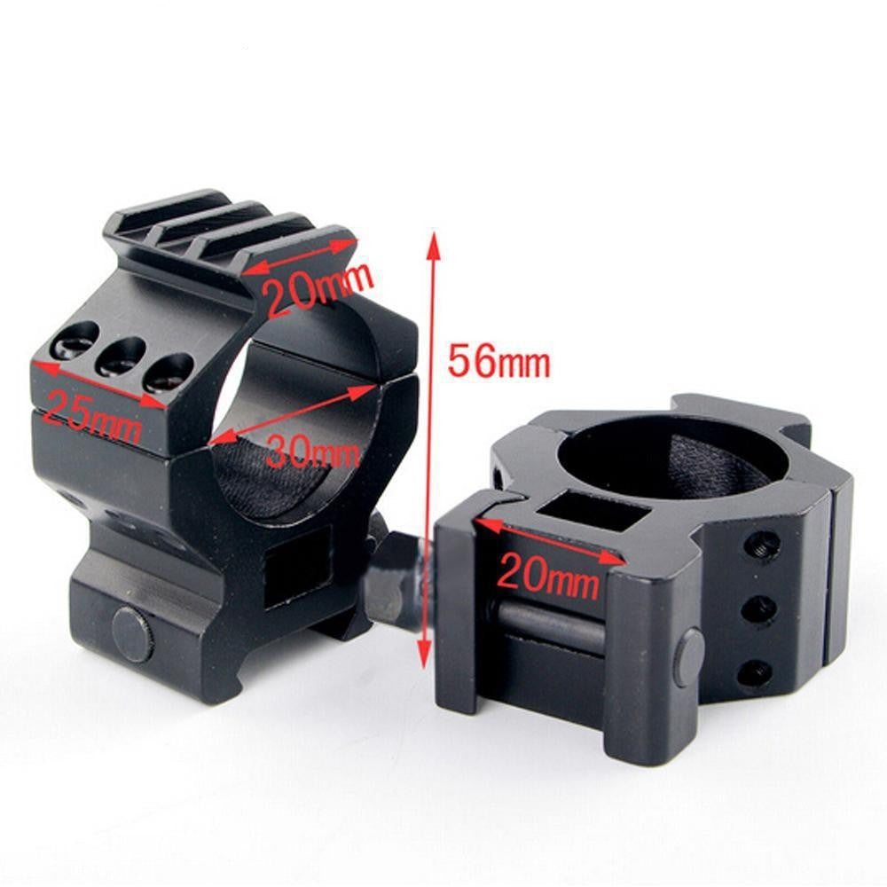 FOCUS 30mm Heavy-Duty High-Profile 3 Bolt Ring Bracket Mount Set