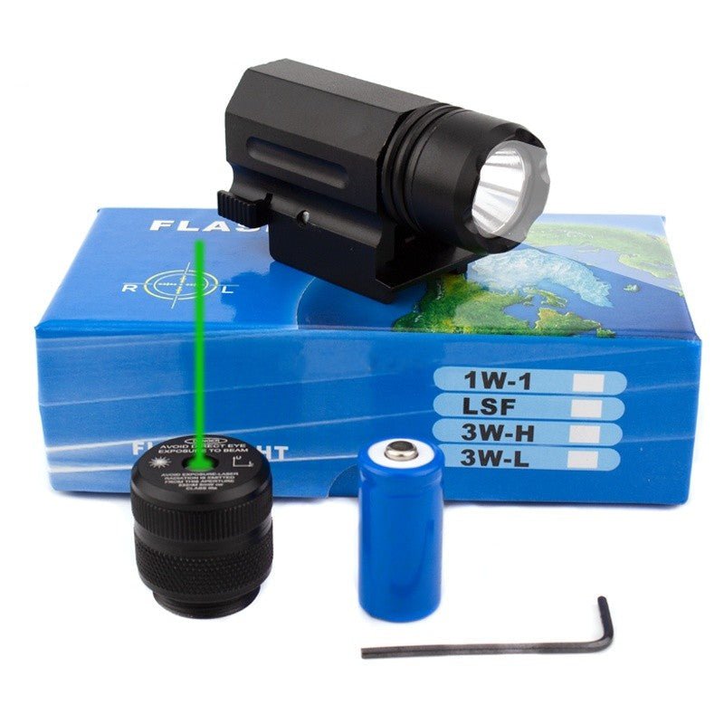 Bosait Changeable-Head Green Laser Sight + LED Flashlight Combo (2 Heads Included) - True Vision Tactical - Bst-12-GLWF