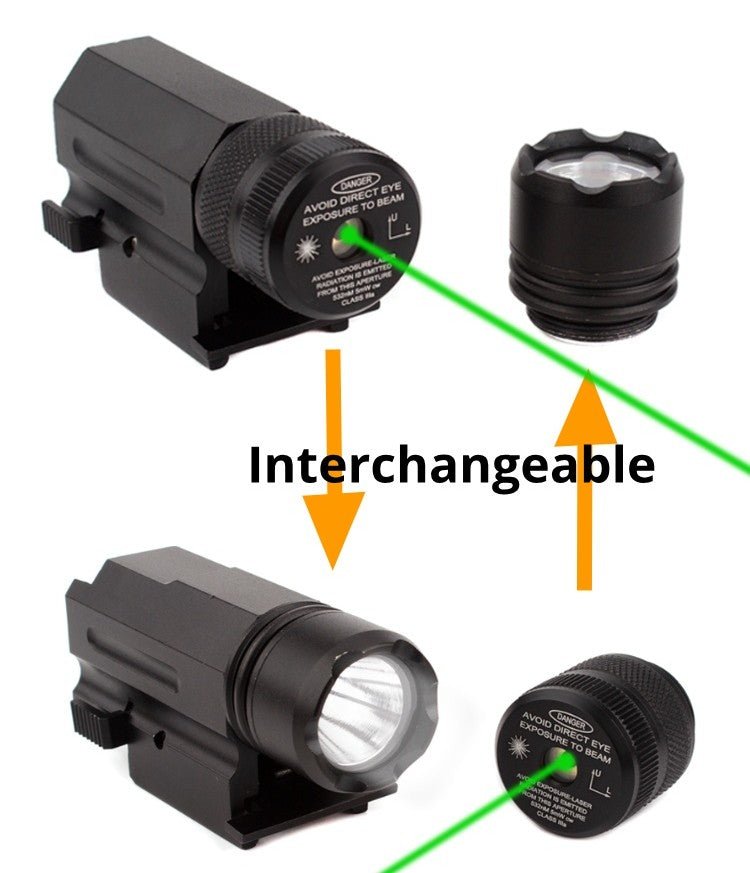 Bosait Changeable-Head Green Laser Sight + LED Flashlight Combo (2 Heads Included) - True Vision Tactical - Bst-12-GLWF