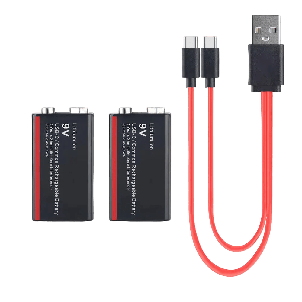 Soshine 9V Li - ion USB - C Rechargeable Battery 1000mWh - 2 Pack - True Vision Tactical - USBLi-9-1000