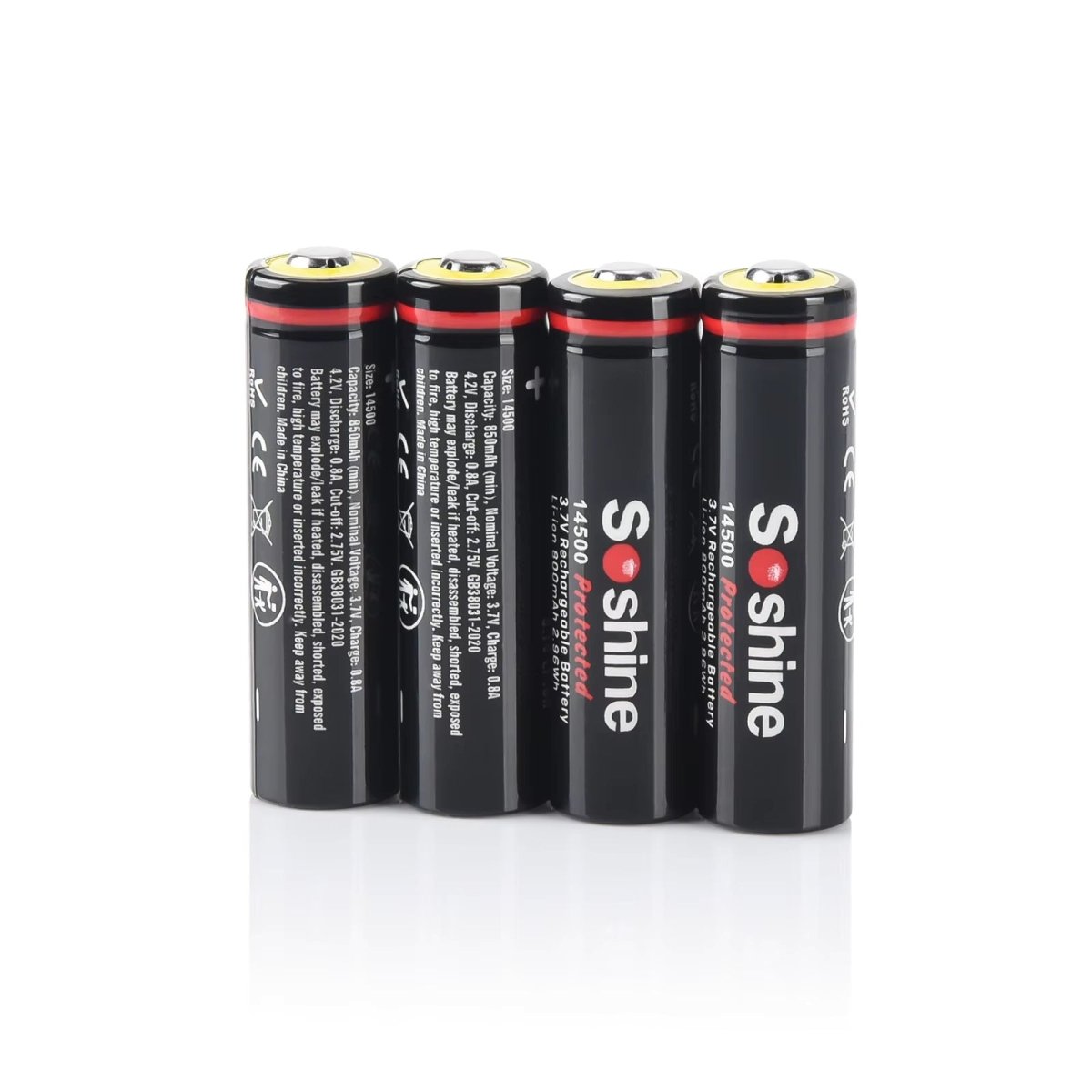Soshine AA Li - ion Rechargeable Battery 3.7V 800mAh - 4 Pack - True Vision Tactical - 14500P-3.7-800