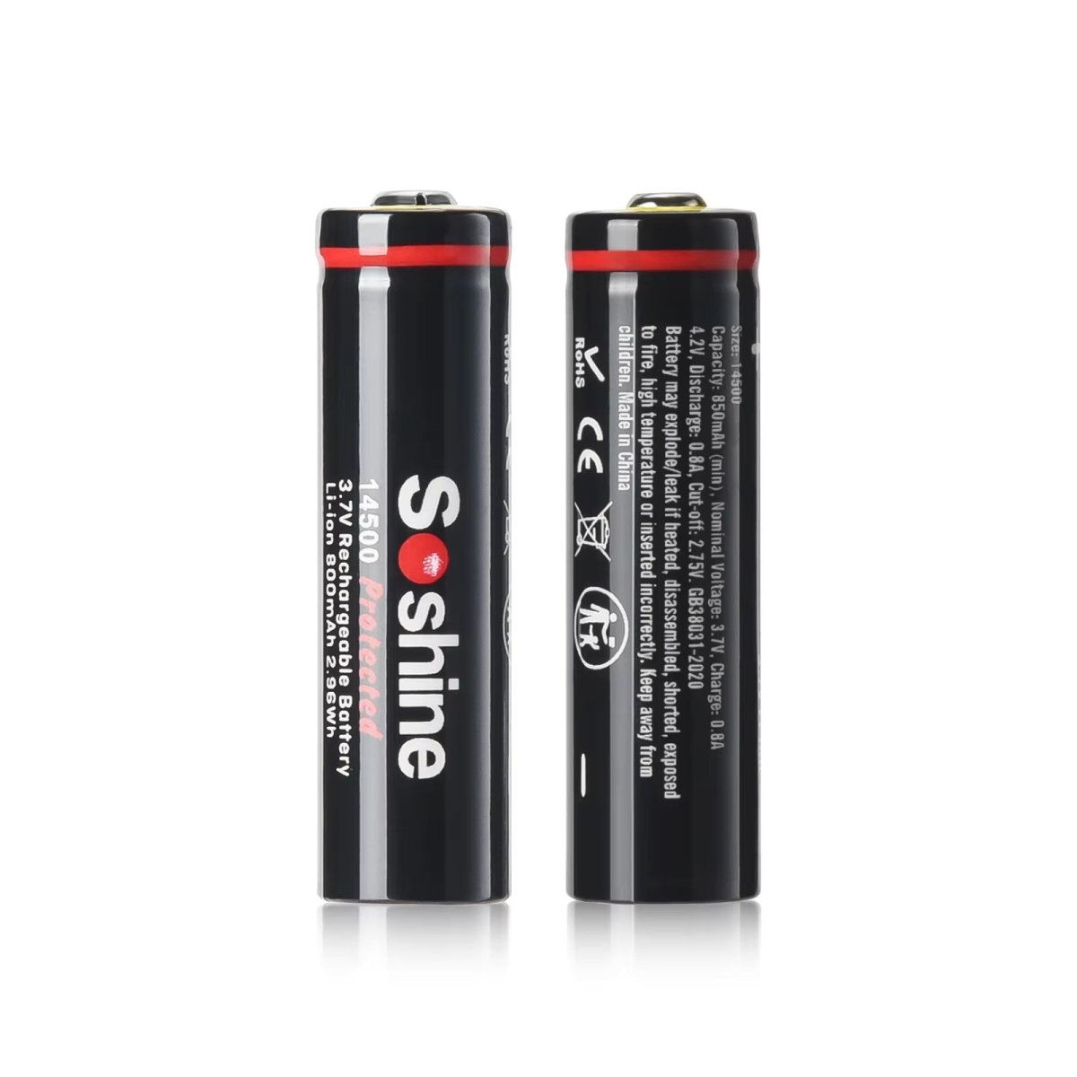 Soshine AA Li - ion Rechargeable Battery 3.7V 800mAh - 4 Pack - True Vision Tactical - 14500P-3.7-800