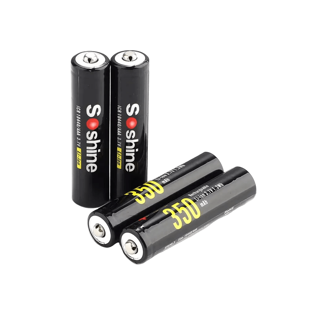 Soshine AAA Li - ion Rechargeable battery 3.7V 350mAh - 4 Pack - True Vision Tactical - 10440-3.7-350