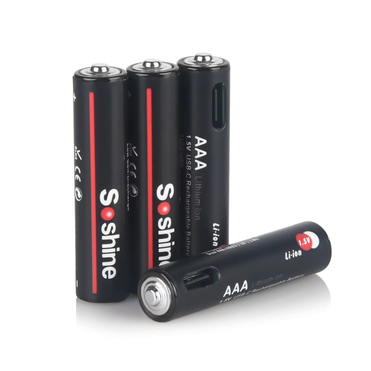 Soshine AAA Li - Ion USB - C Rechargeable Battery 1.5V 1100mWh - 4 Pack - True Vision Tactical - AAAUSB-1.5-1100