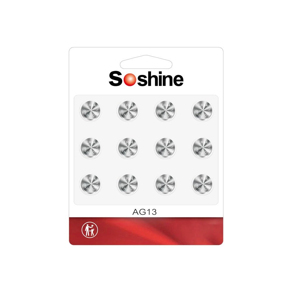Soshine Alkaline LR44 AG13 Button Cell Battery - 12 Pack - True Vision Tactical - AG13