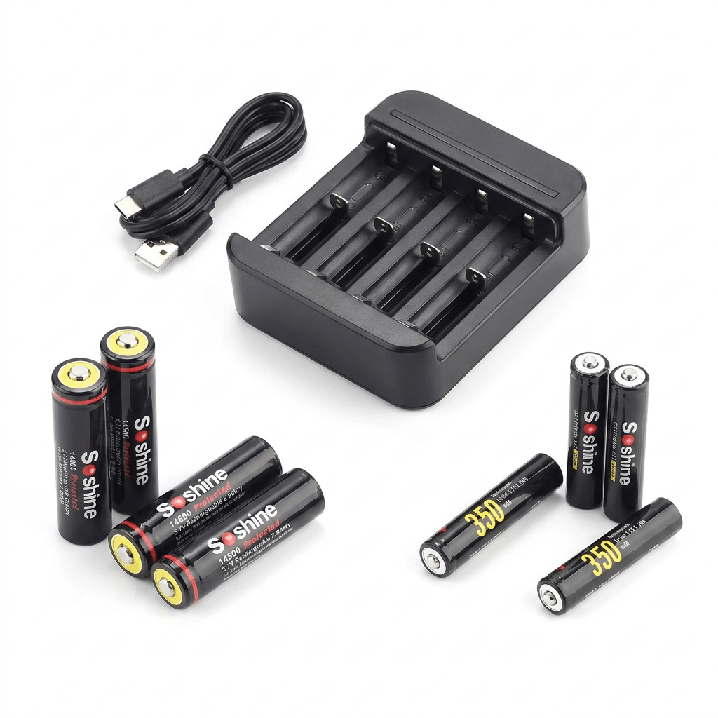 Soshine Complete Rechargeable Battery Bundle - True Vision Tactical - SBCAAAAASET