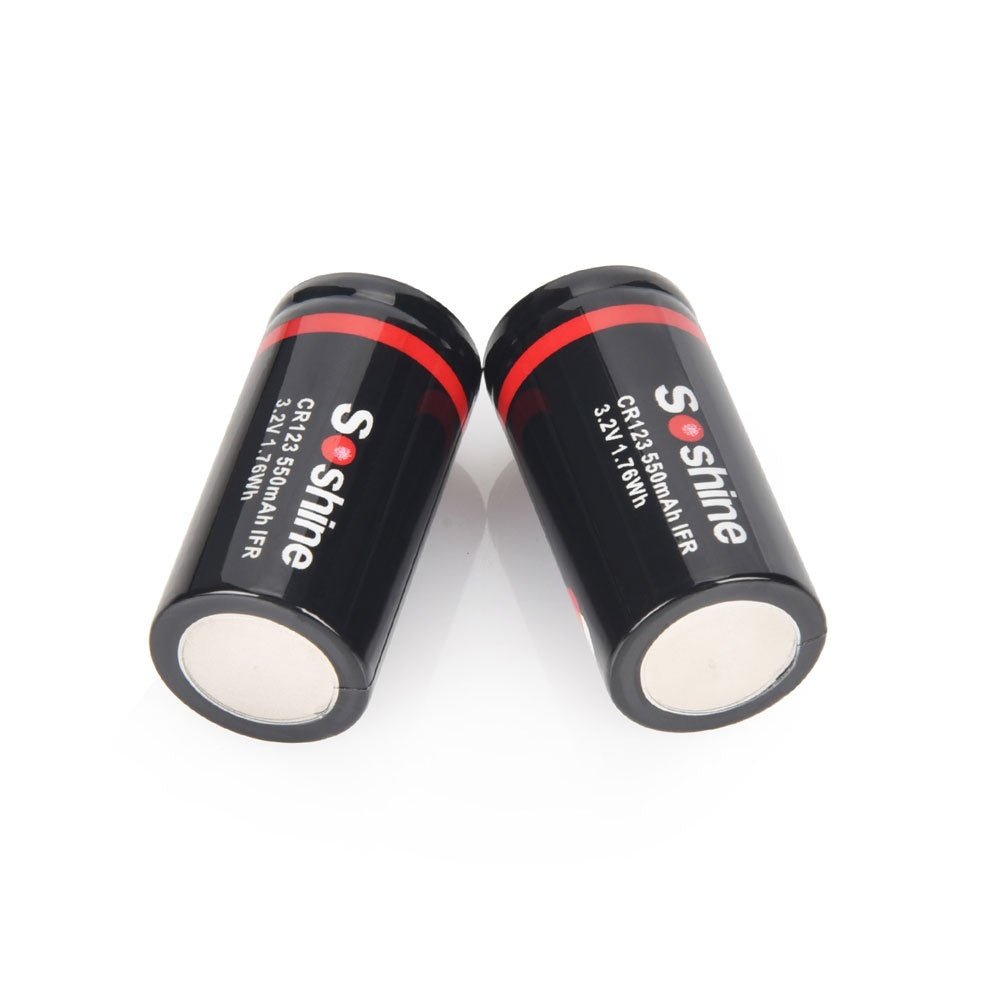Soshine CR123A/16340 LiFePO4 Rechargeable Battery 550mAh 3.2V - 2 Pack - True Vision Tactical - CR123-3.2-550