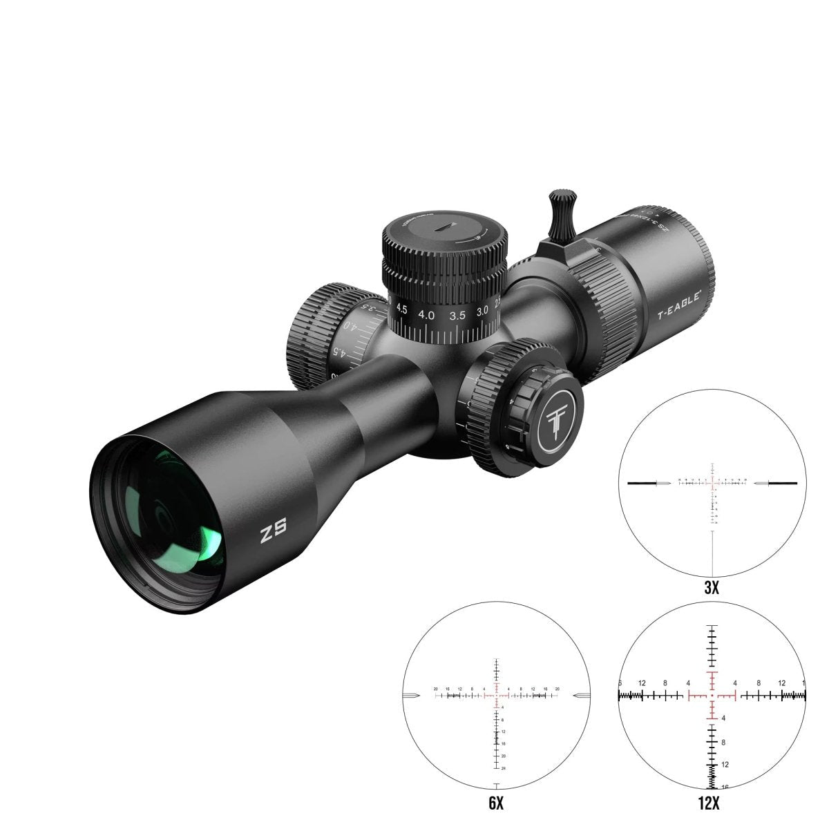 T - EAGLE ZS 3 - 12X44 SFIR FFP Long - Range Riflescope - True Vision Tactical - ZS 3-12X44FFP