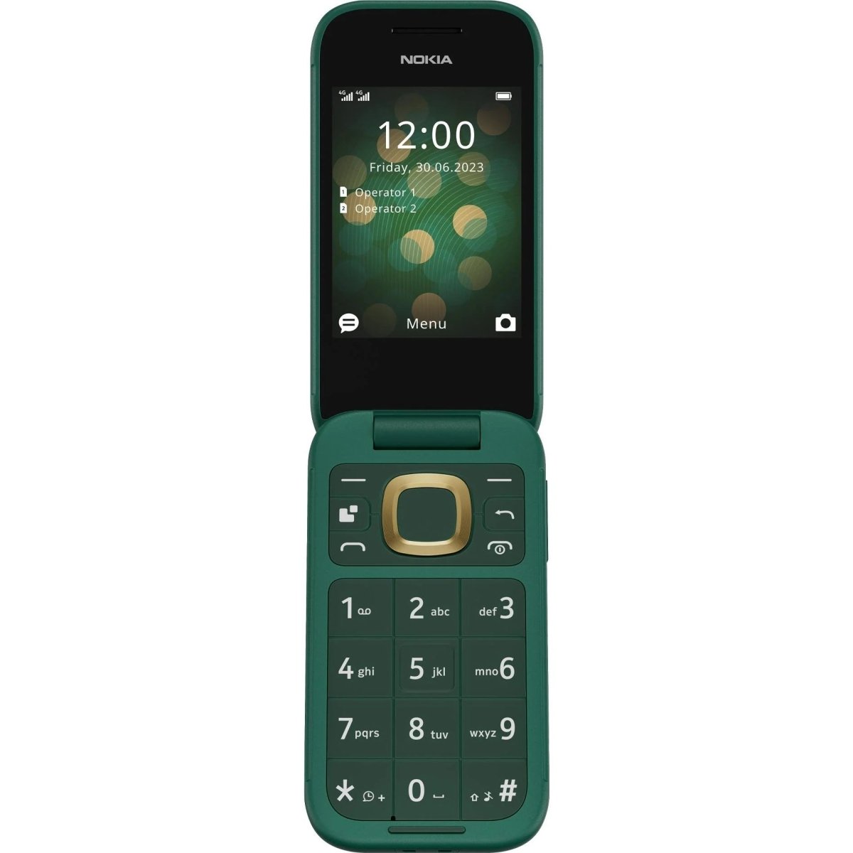 Unlocked Nokia 2660 Flip 4G VoLTE Dual SIM FM Radio 128MB Flip Mobile Phone (Lush Green) - True Vision Tactical - 653341
