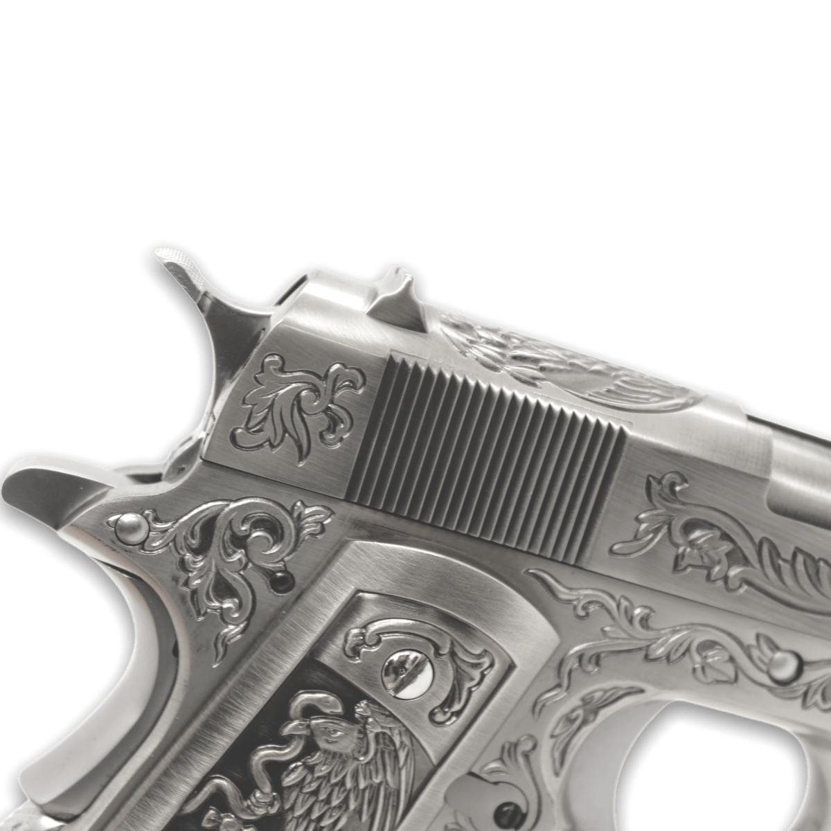 WE Tech 1911 Gas Blowback Gel Blaster - Silver with Floral Pattern - True Vision Tactical - WE-E006SP-BOX-GB