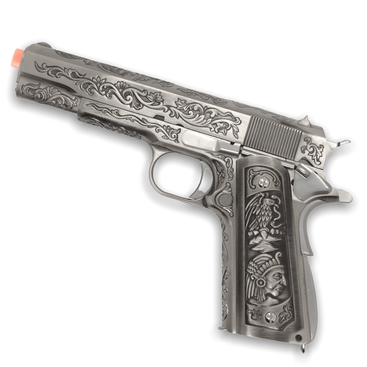 WE Tech 1911 Gas Blowback Gel Blaster - Silver with Floral Pattern - True Vision Tactical - WE-E006SP-BOX-GB