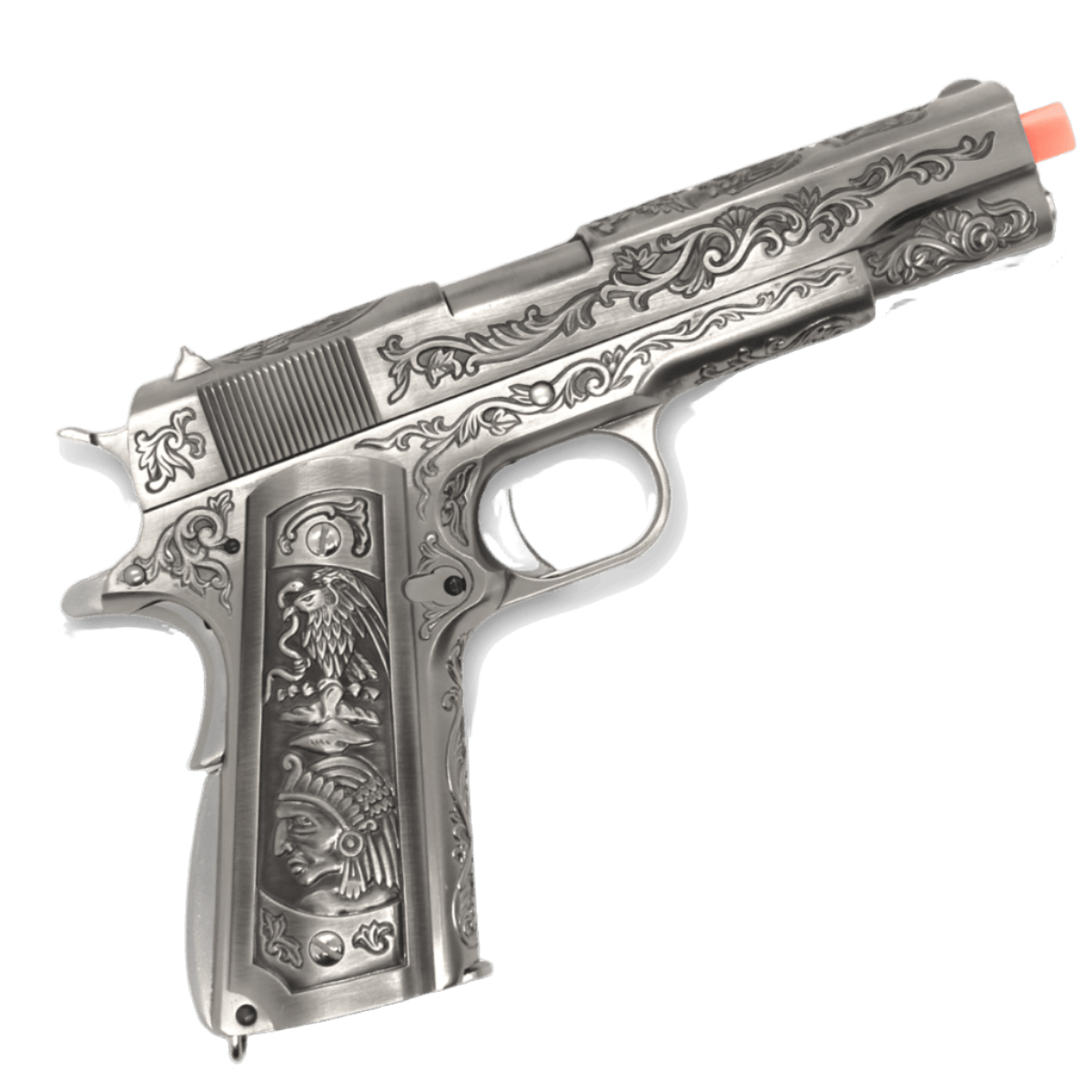 WE Tech 1911 Gas Blowback Gel Blaster - Silver with Floral Pattern - True Vision Tactical - WE-E006SP-BOX-GB