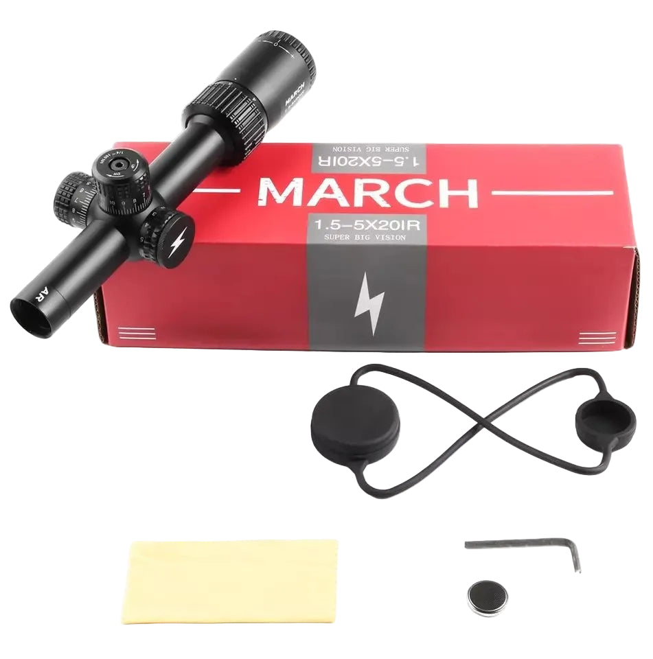 MARCH 1.5 - 5X20IR Shockproof Compact Optic Rifle Scope - True Vision Tactical - 671891922193