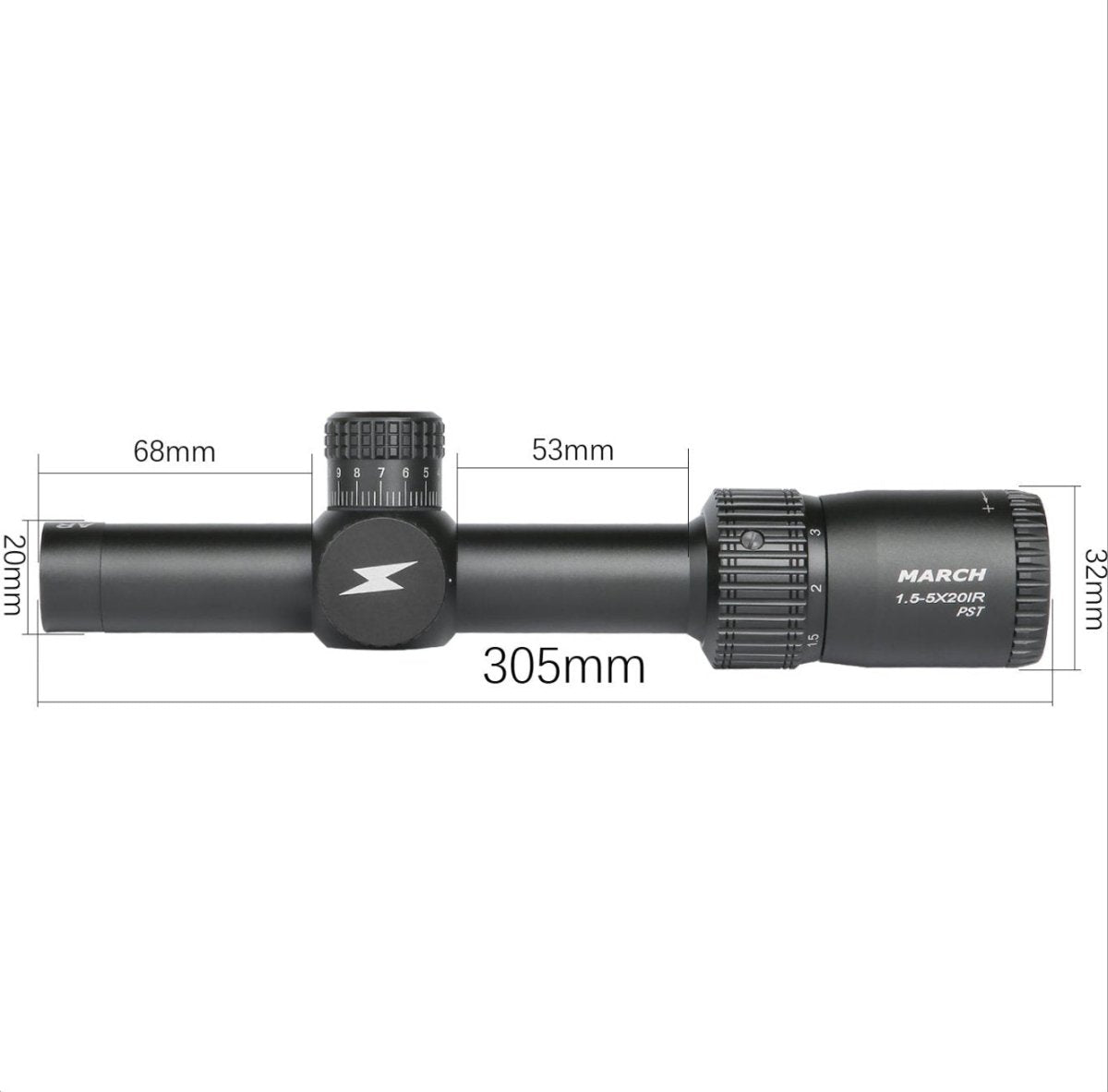MARCH 1.5 - 5X20IR Shockproof Compact Optic Rifle Scope - True Vision Tactical - 671891922193
