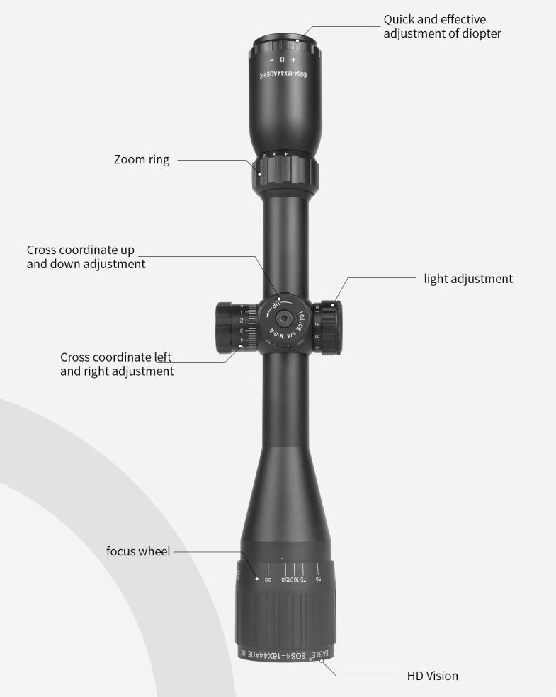 T - Eagle EOS 4 - 16X44 AOE HK Tactical Riflescope - True Vision Tactical - 665871641037