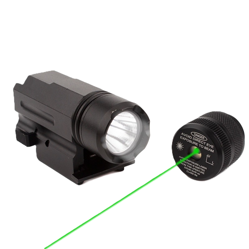 Bosait Changeable-Head Green Laser Sight + LED Flashlight Combo (2 Heads Included)