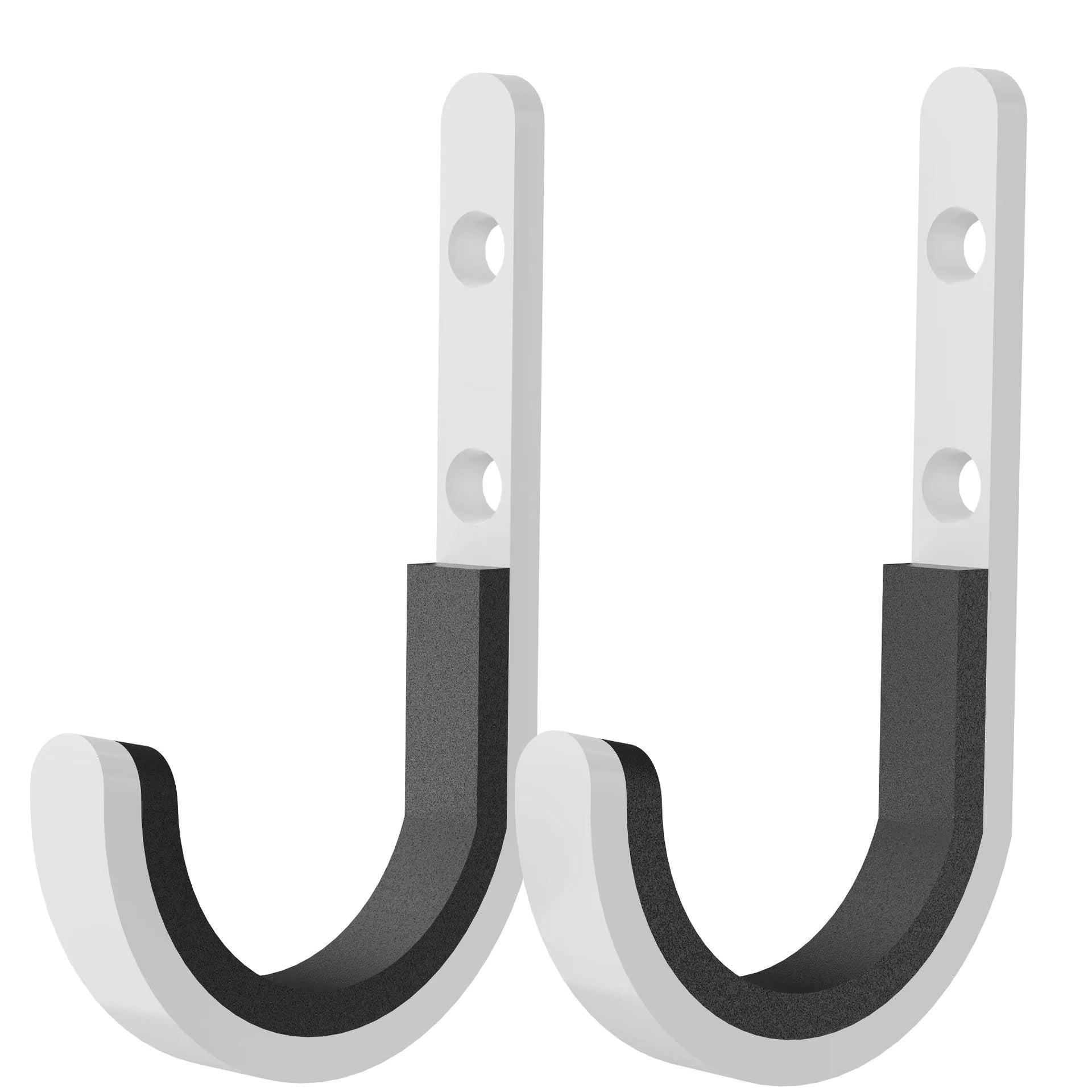 FOCUS Heavy Duty Metal J Hook Wall-Mounted Hooks (2-Pack) – Matte Black