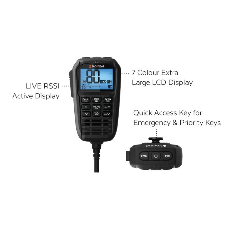 EcoXgear EXG3000 5 - Watt Compact Fixed Mount UHF Radio with Multi - Colour LCD Display Mic TOURING PACK - True Vision Tactical - ECX3000TPK