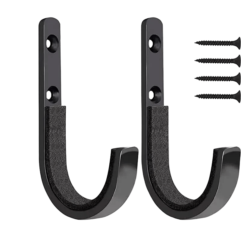 FOCUS Heavy Duty Metal J Hook Wall-Mounted Hooks (2-Pack) – Matte Black - True Vision Tactical - C211