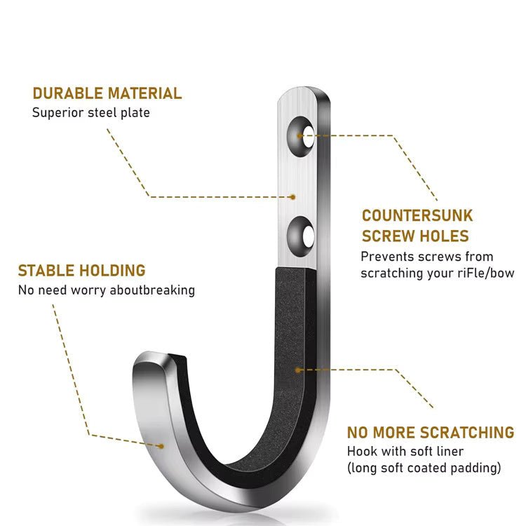 FOCUS Heavy Duty Stainless Steel J Hook Wall-Mounted Hooks (2-Pack) - True Vision Tactical - C212