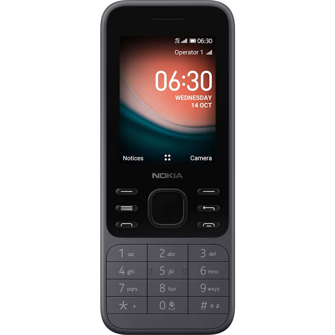 Nokia 6300 4G Charcoal — Dual SIM, Wi‑Fi, GPS, KaiOS
