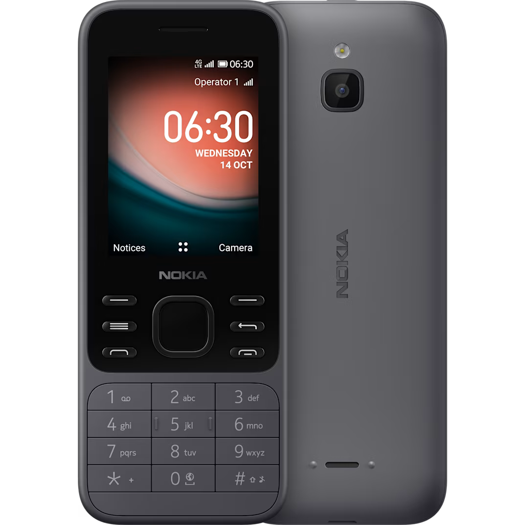 Nokia 6300 4G Charcoal — Dual SIM, Wi‑Fi, GPS, KaiOS