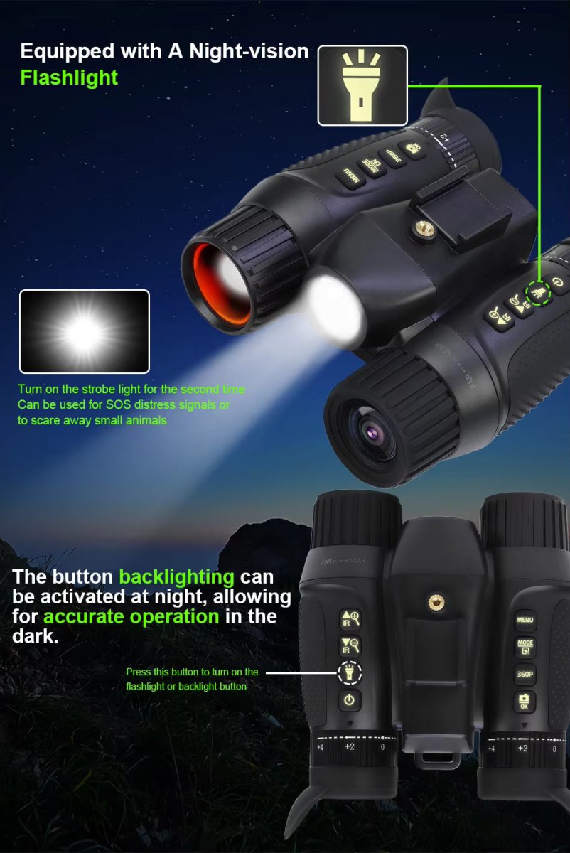 NV8100 HD 4K Dual-Screen Naked‑Eye 3D Night Vision Binoculars with Head Mount - True Vision Tactical - NV8100