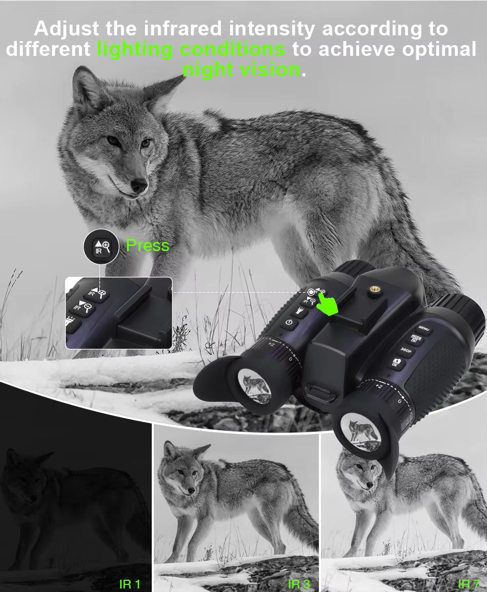 NV8100 HD 4K Dual-Screen Naked‑Eye 3D Night Vision Binoculars with Head Mount - True Vision Tactical - NV8100