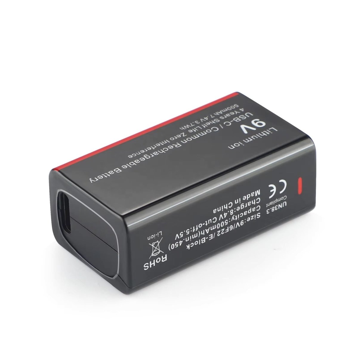 Soshine 9V Li - ion USB - C Rechargeable Battery 1000mWh - 2 Pack - True Vision Tactical - USBLi-9-1000