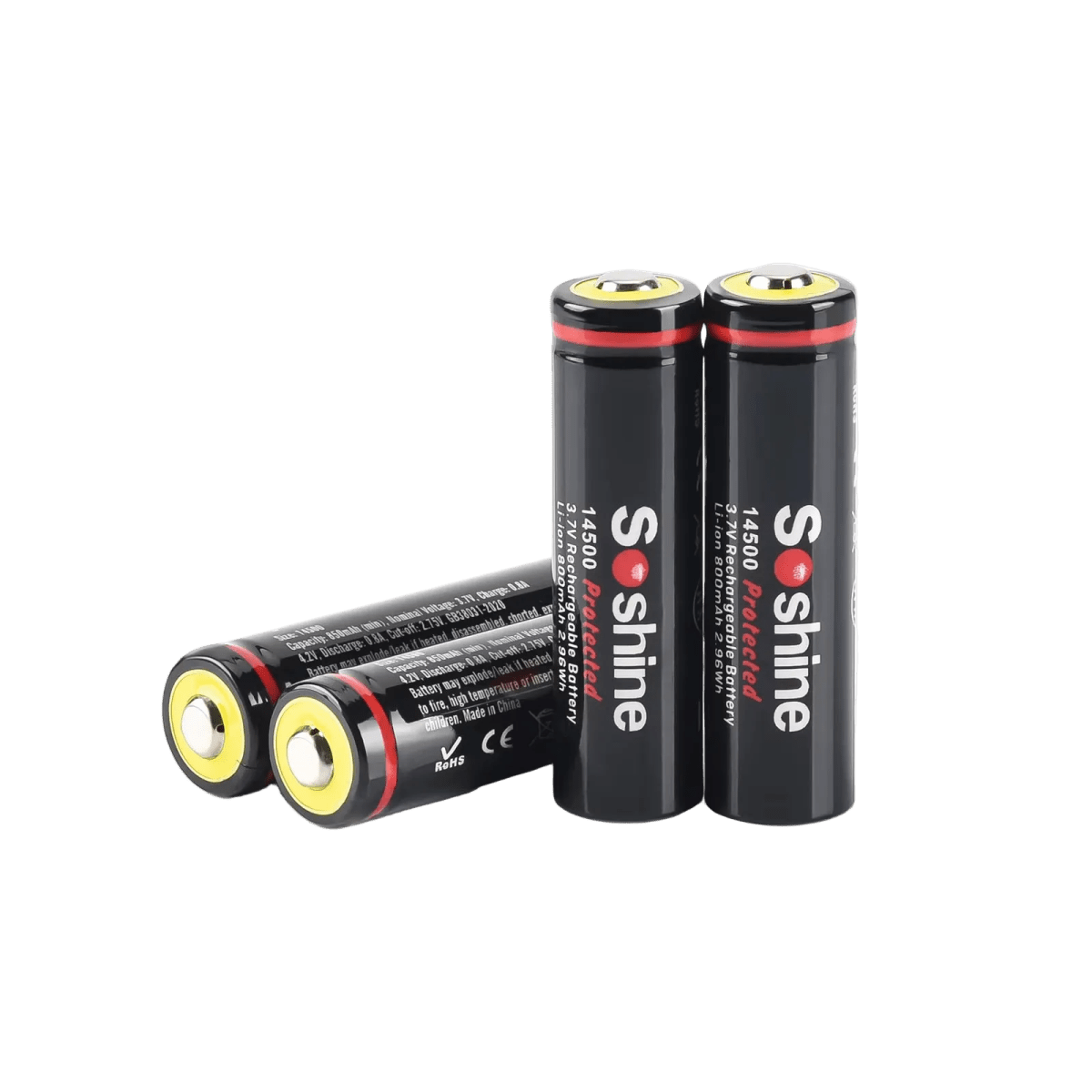 Soshine AA Li - ion Rechargeable Battery 3.7V 800mAh - 4 Pack - True Vision Tactical - 14500P-3.7-800