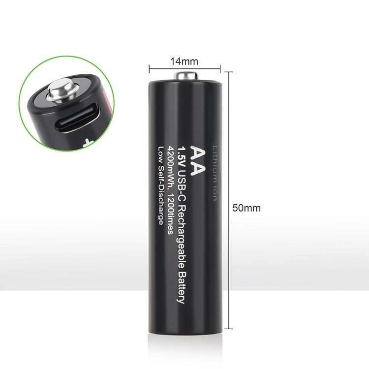 Soshine AA Li - Ion USB - C Rechargeable Battery 1.5V 4200mWh - 4 Pack - True Vision Tactical - AAUSB-1.5-4200