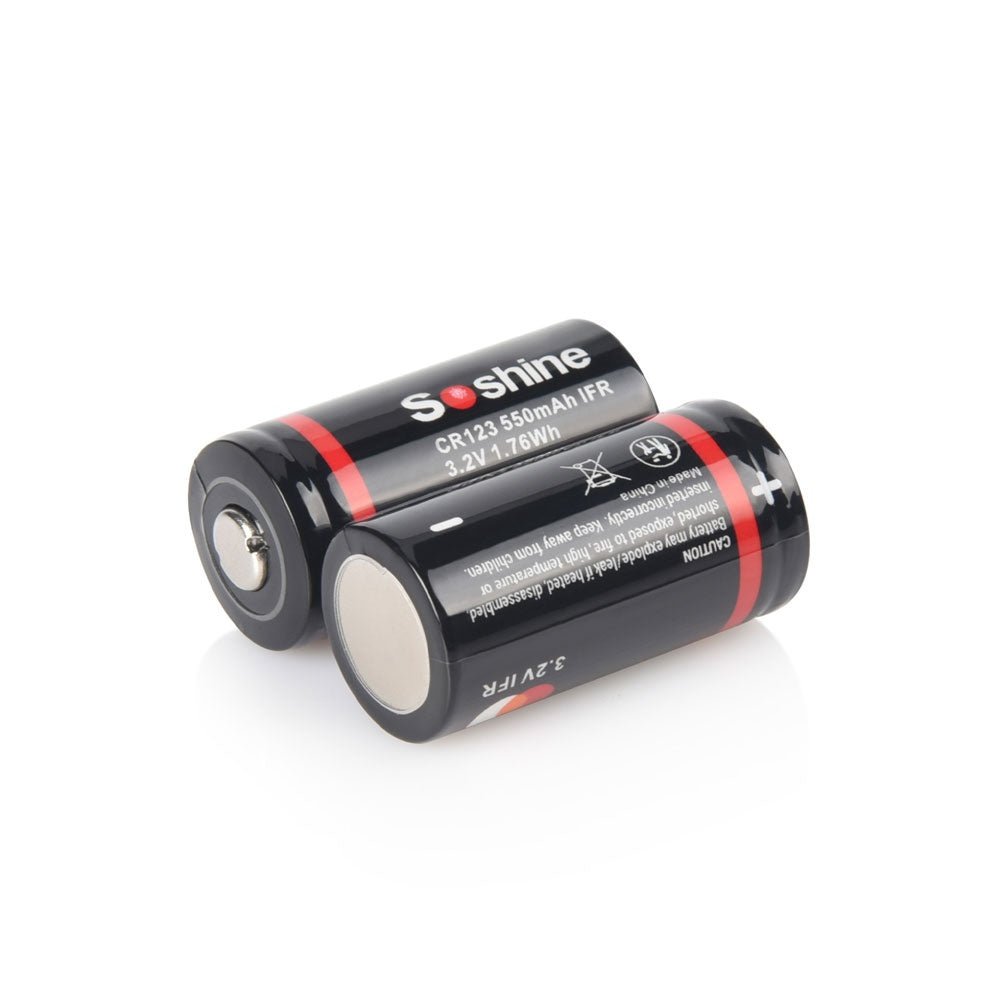 Soshine CR123A/16340 LiFePO4 Rechargeable Battery 550mAh 3.2V - 2 Pack - True Vision Tactical - CR123-3.2-550