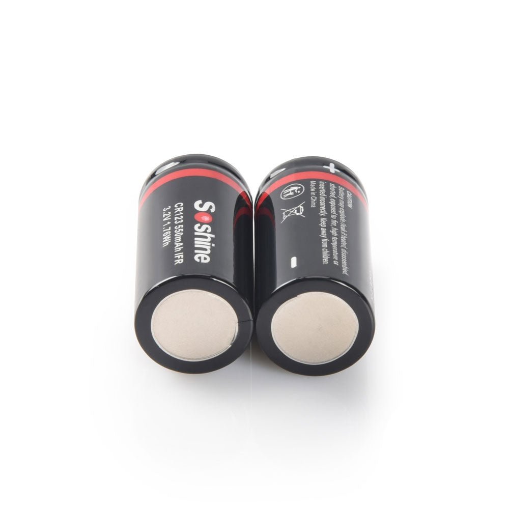 Soshine CR123A/16340 LiFePO4 Rechargeable Battery 550mAh 3.2V - 2 Pack - True Vision Tactical - CR123-3.2-550