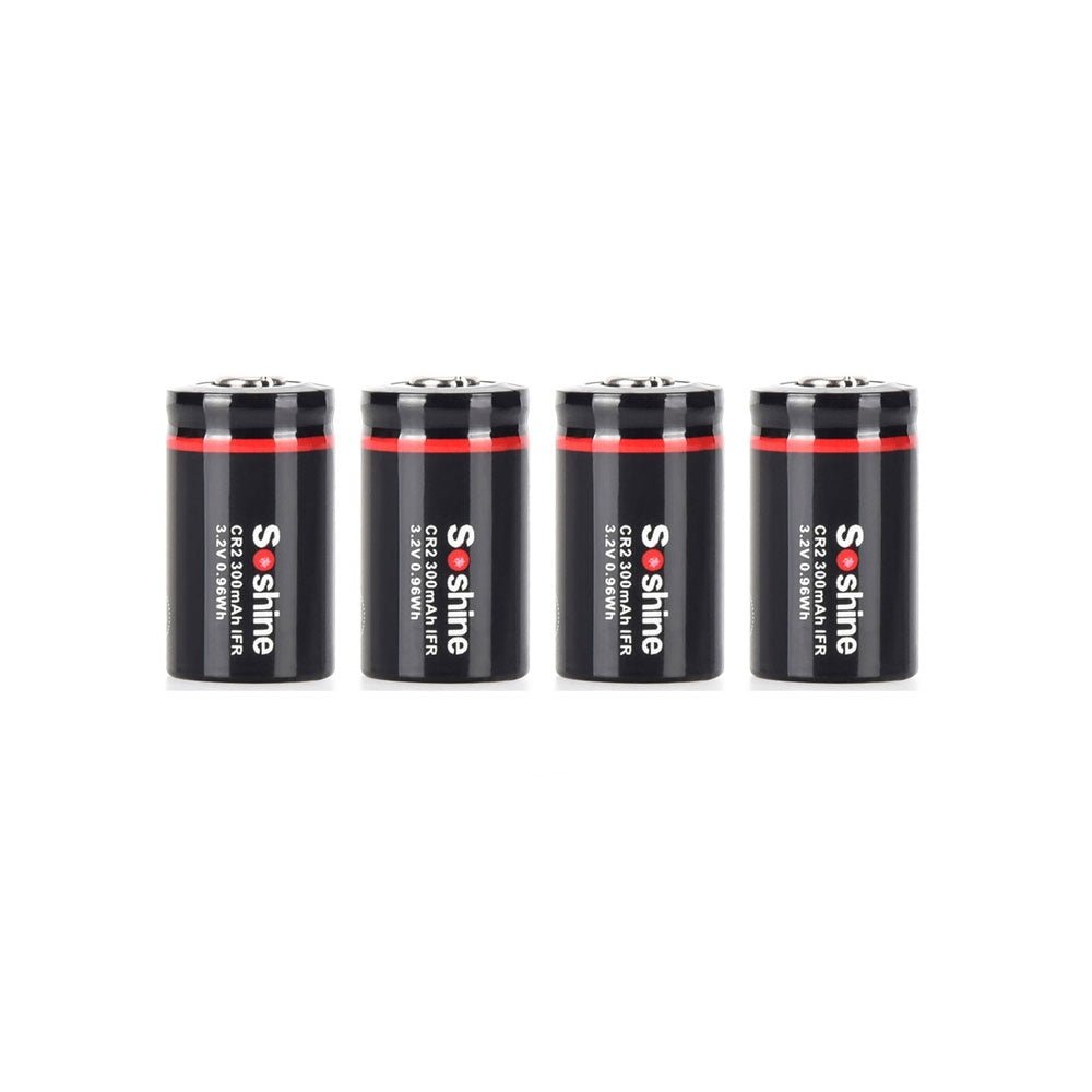 Soshine CR2 / 15266 LiFePo4 Rechargeable Battery 3.2V 300mAh - 4 Pack - True Vision Tactical - CR2-3.2-300