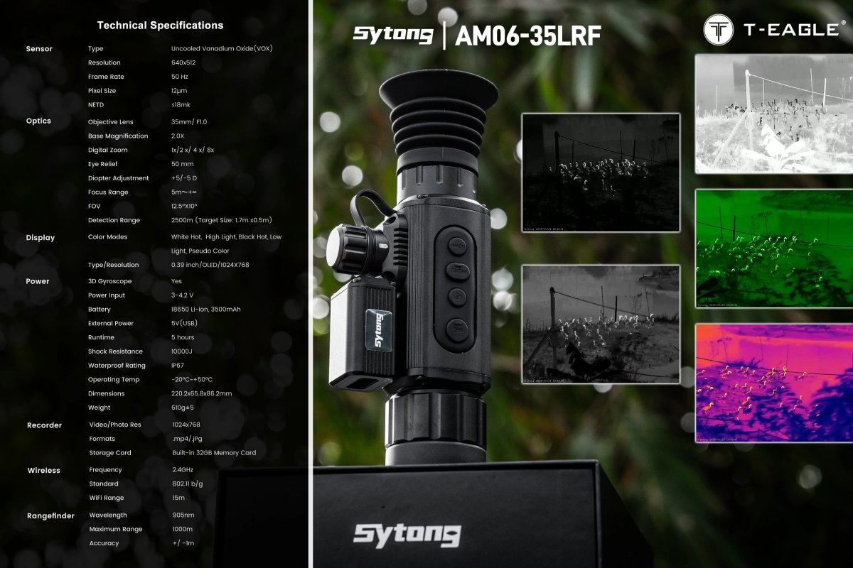 Sytong AM06 - 35LRF Thermal Imaging Scope With Laser Range Finder - True Vision Tactical - AM06-35LRF