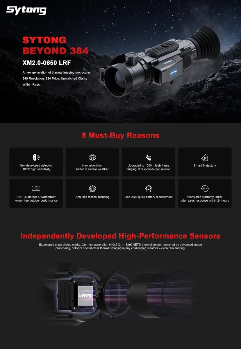 Sytong XM2.0 - 650L Thermal Imaging Scope With Laser Range Finder - True Vision Tactical - XM2.0-0650LRF