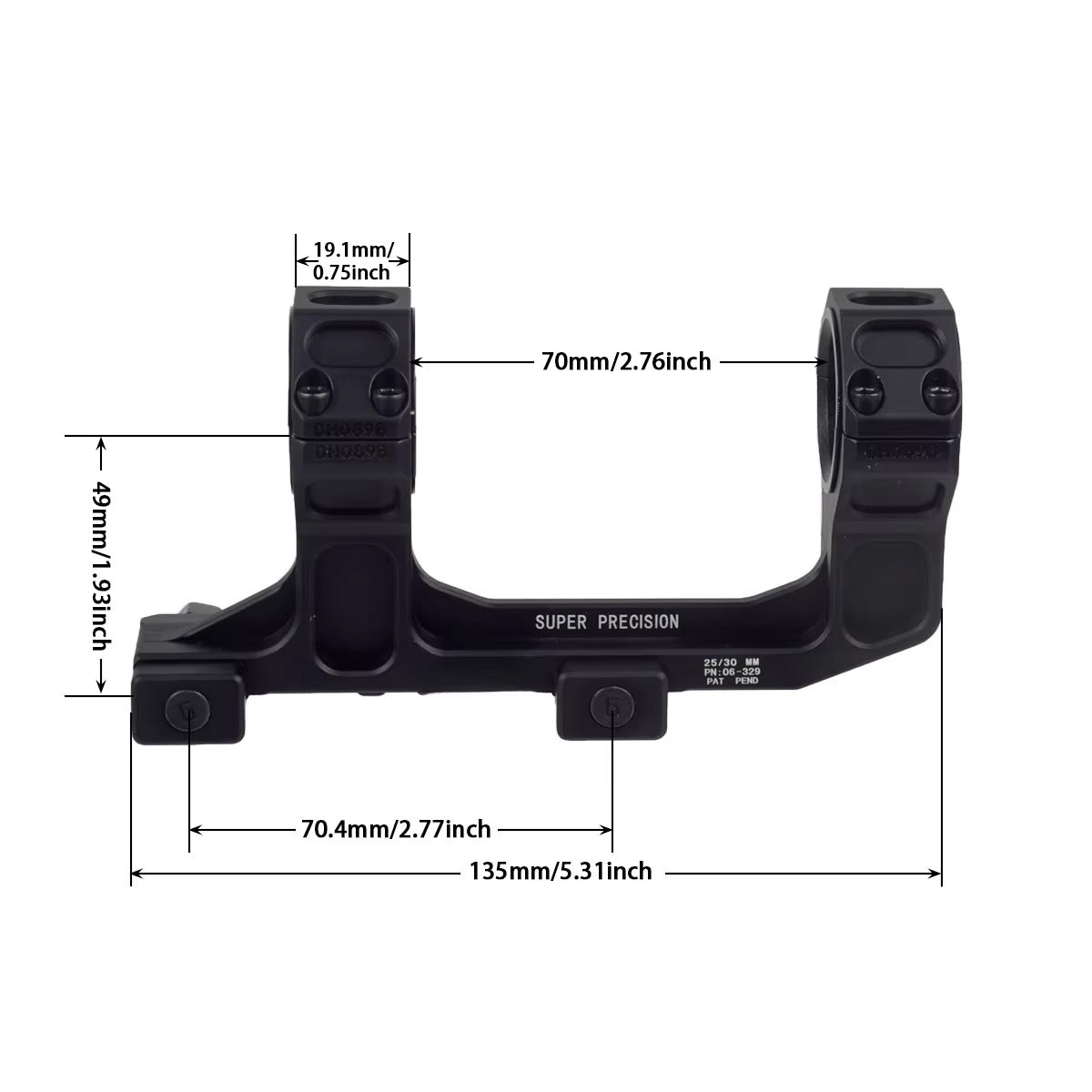 Universal Super Precision Scope Mount 25.4/30mm - True Vision Tactical -