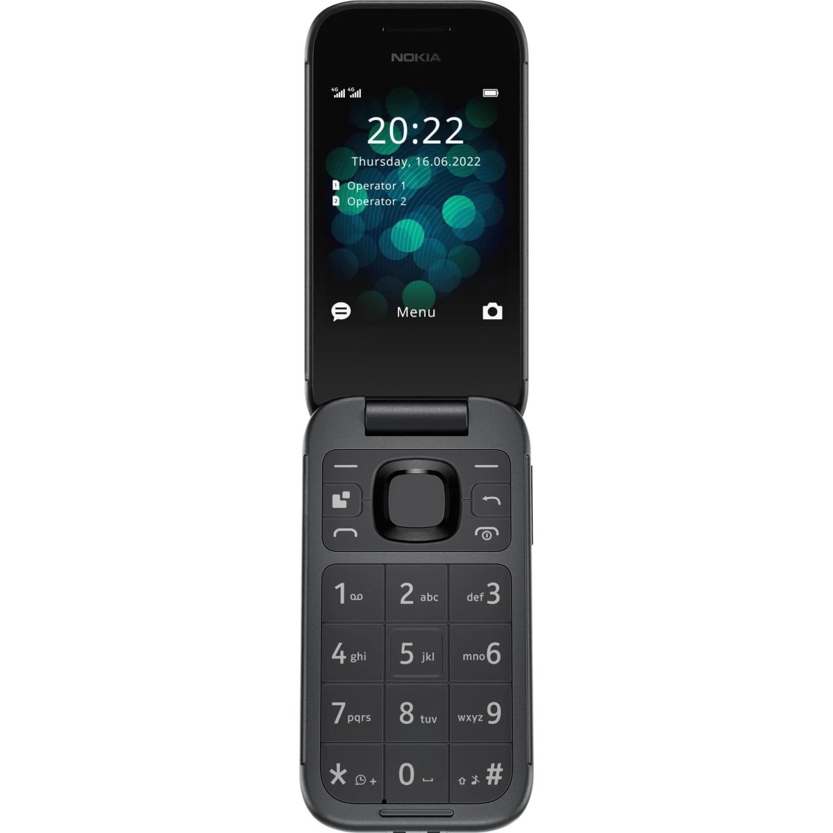 Unlocked Nokia 2660 Flip 4G VoLTE Dual SIM FM Radio 128MB Flip Mobile Phone (Black) - True Vision Tactical - 653342