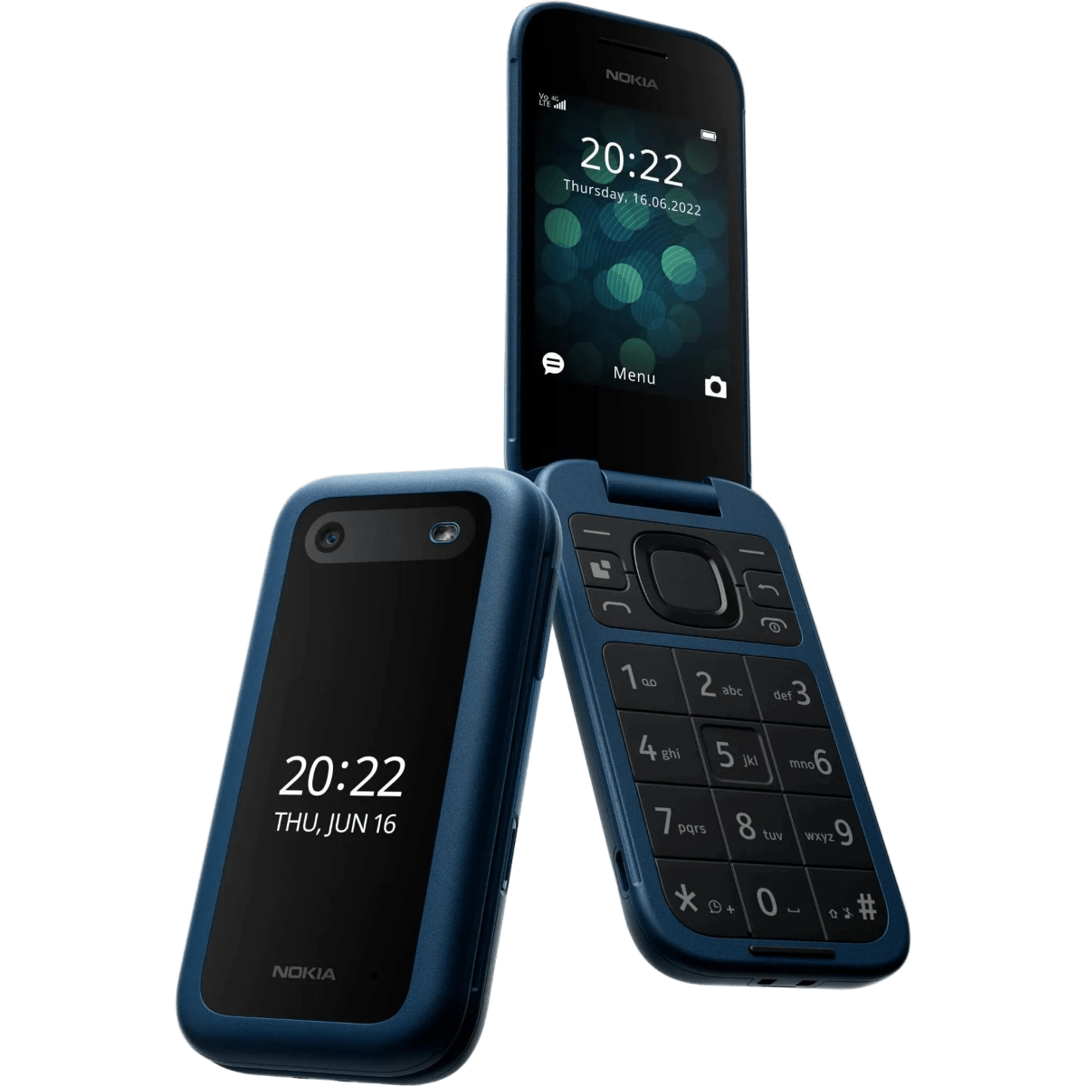 Unlocked Nokia 2660 Flip 4G VoLTE Dual SIM FM Radio 128MB Flip Mobile Phone (Blue) - True Vision Tactical - 653343