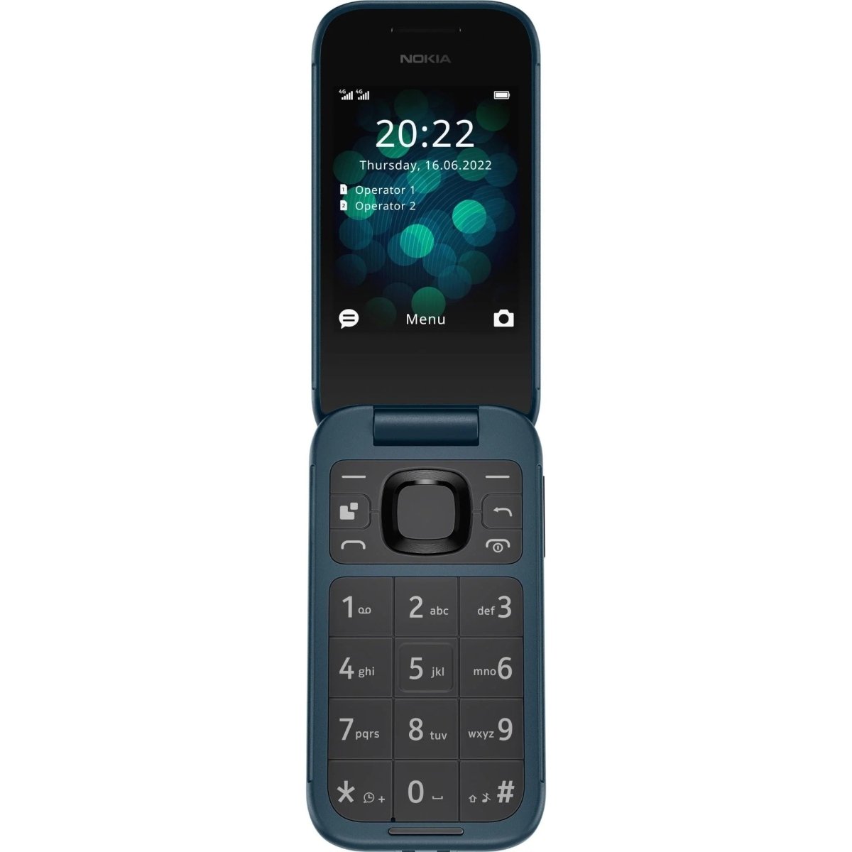 Unlocked Nokia 2660 Flip 4G VoLTE Dual SIM FM Radio 128MB Flip Mobile Phone (Blue) - True Vision Tactical - 653343