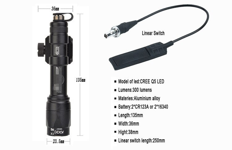 Element M600C Tactical SF LED Flashlights With 20mm Rail Mount - True Vision Tactical - EX072X-BK