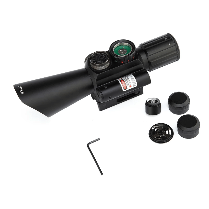M7 LS 4x30 Tactical Rifle Scope with Red Dot Laser - True Vision Tactical - 671891922186