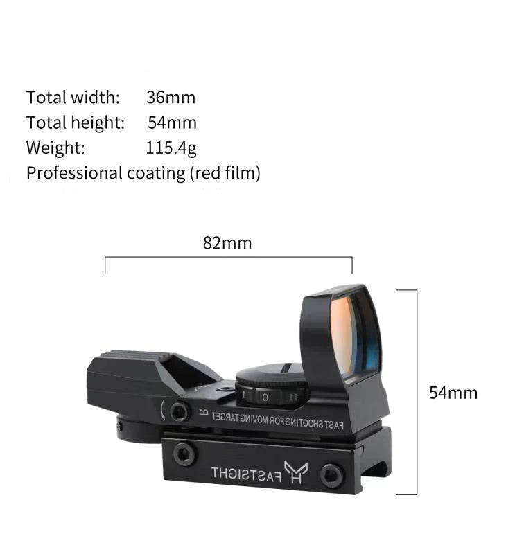 Reflex Fast Sight Scope - Red Lens - True Vision Tactical - 671891922124