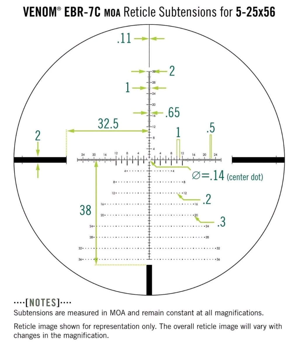 Vortex Venom 5 - 25x56 FFP Rifle Scope EBR - 7C MOA Reticle VEN - 52501 - True Vision Tactical - 665871608078